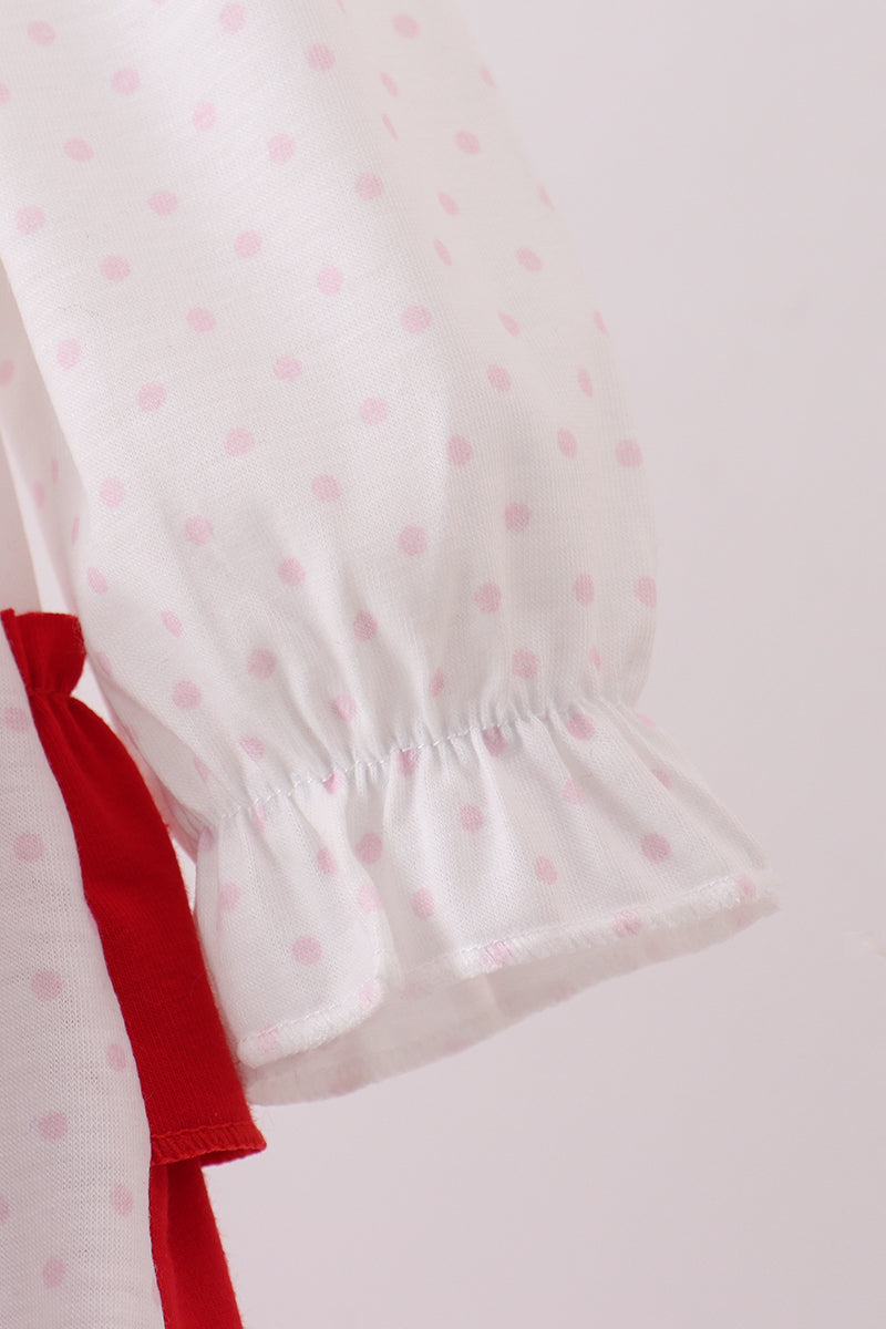 White puppy embroidery ruffle bubble