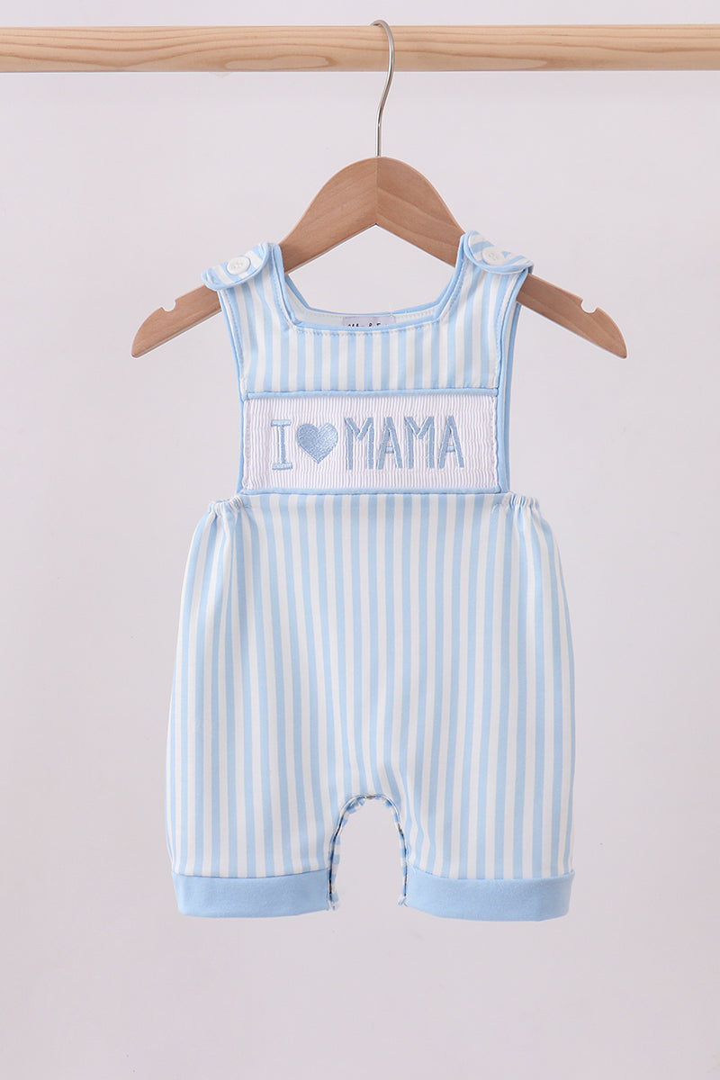 Blue I love MAMA smocked jonjon