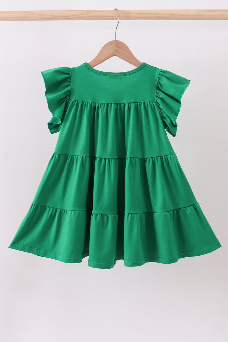 Green clover sequin ruffle tiered dress