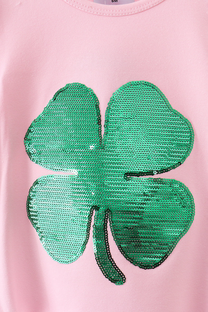 Pink clover glitter pants set