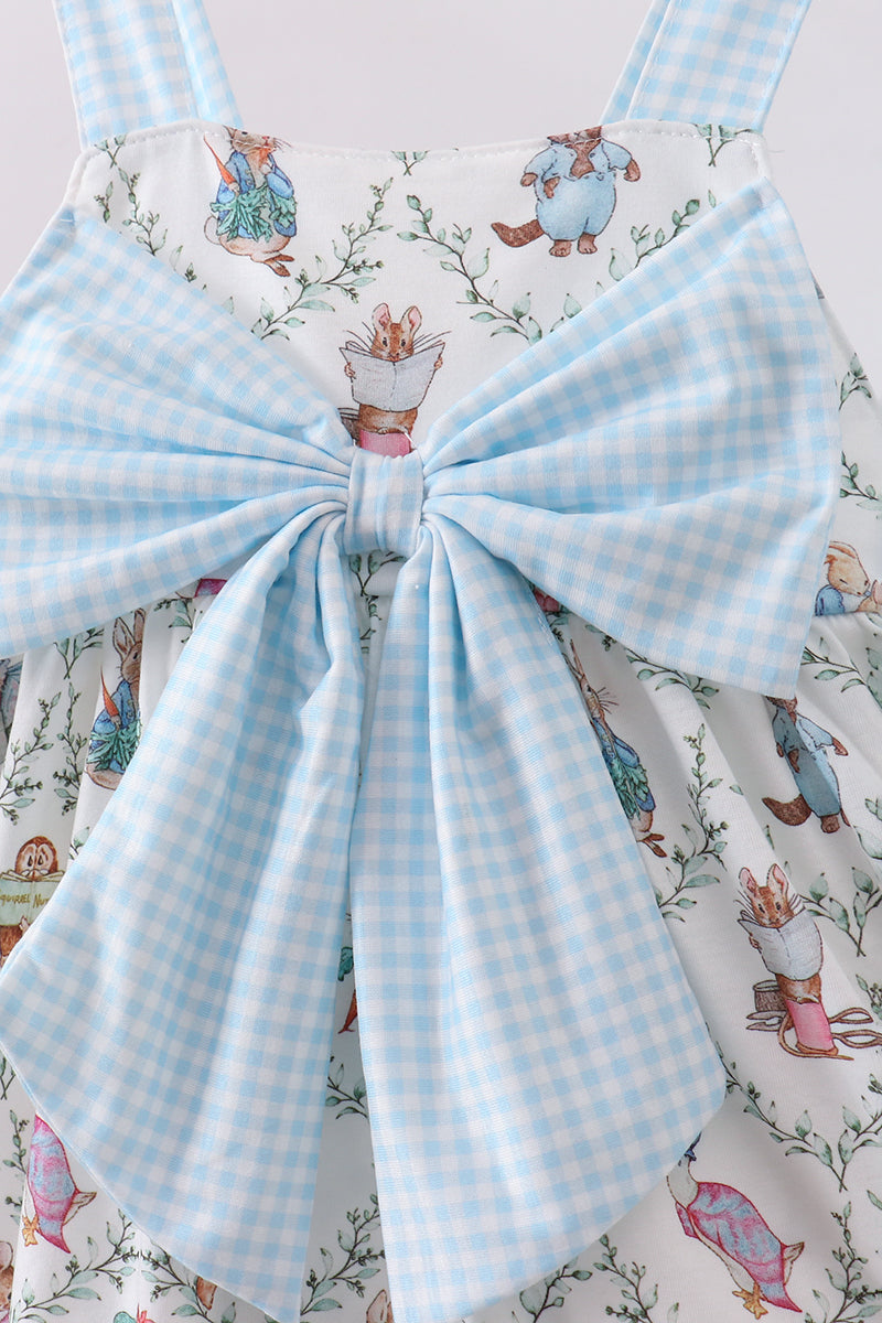 Blue bunny bow ruffle shorts set