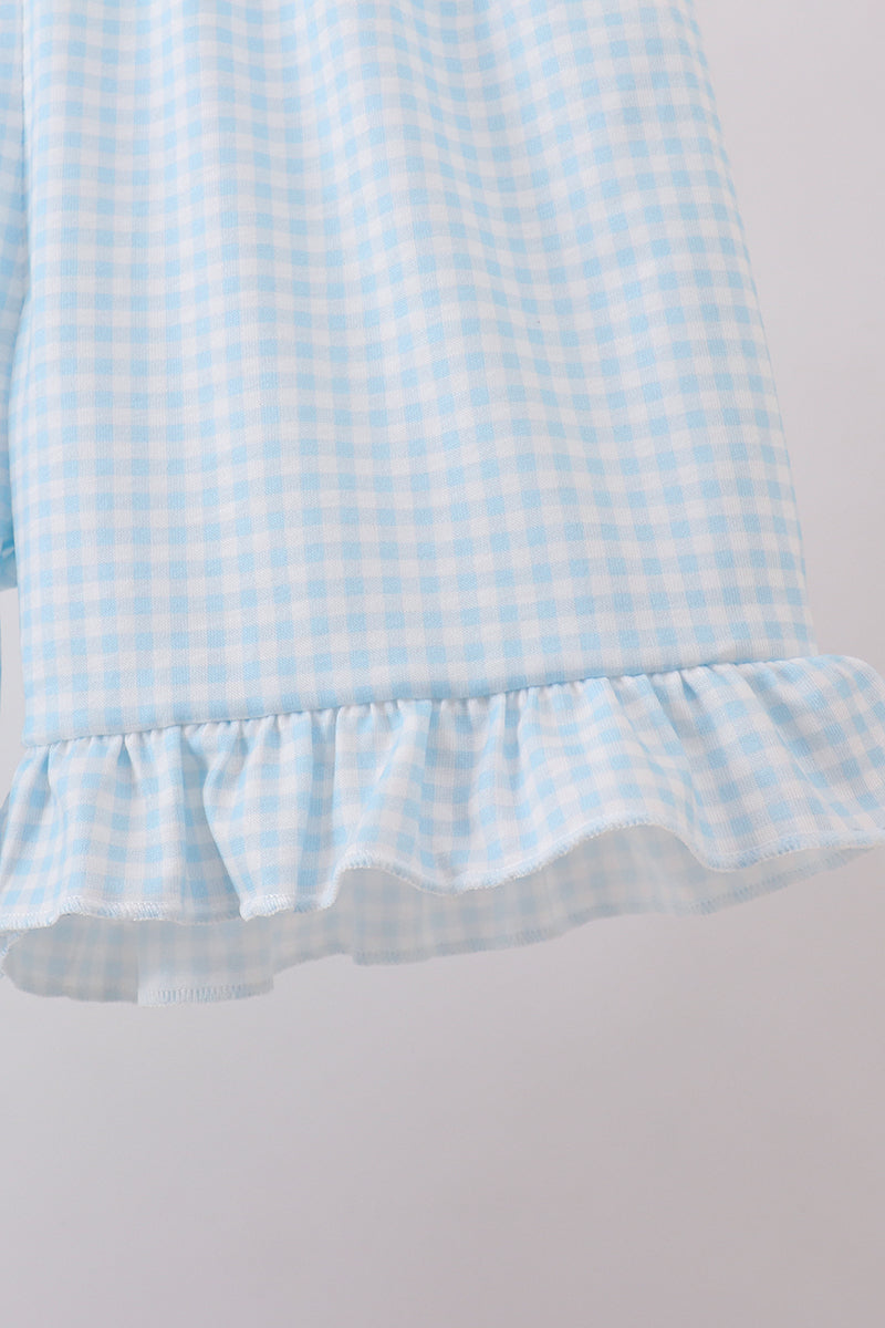 Blue bunny bow ruffle shorts set