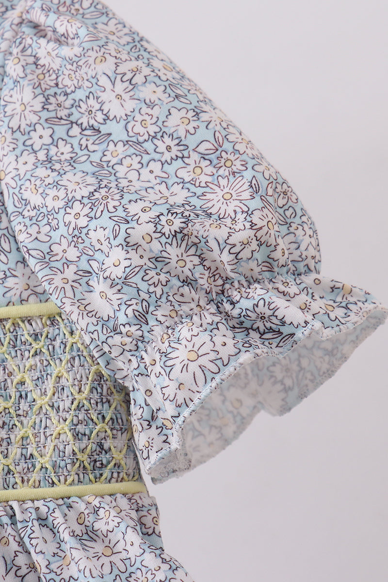 Floral bunny smocked dress