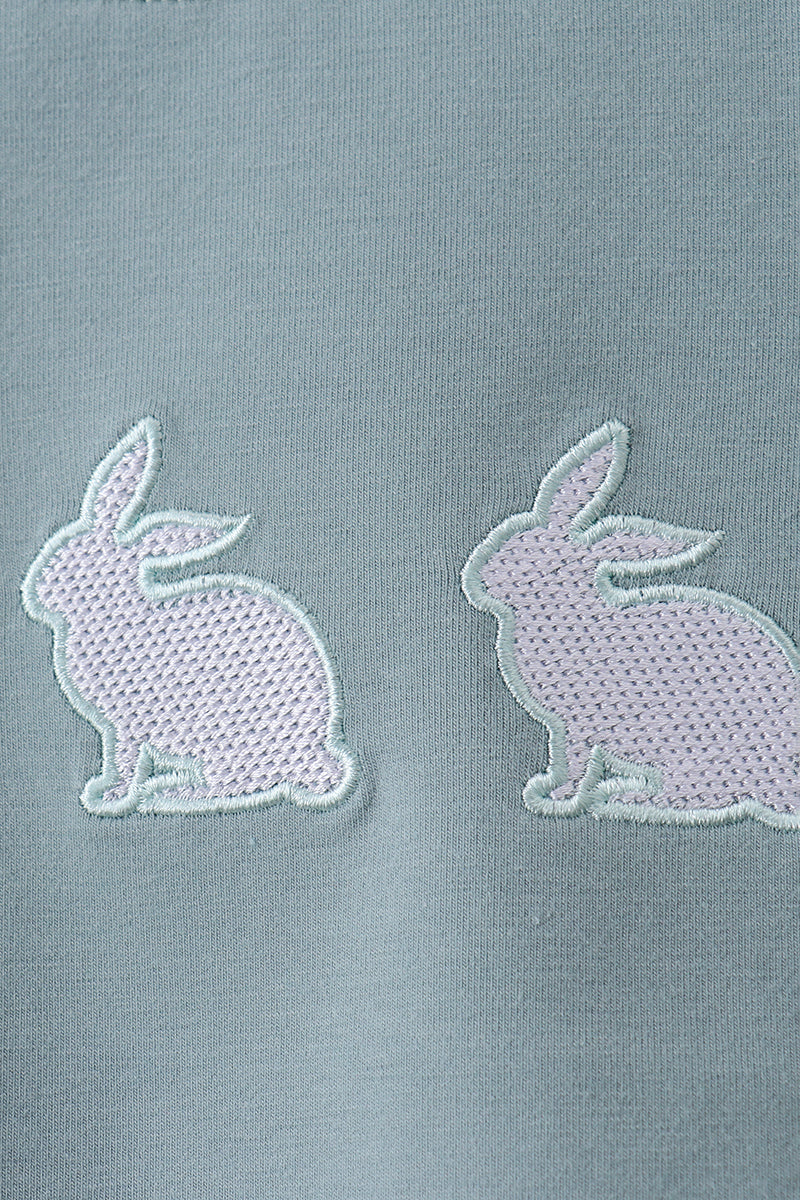 Blue bunny embroidery top