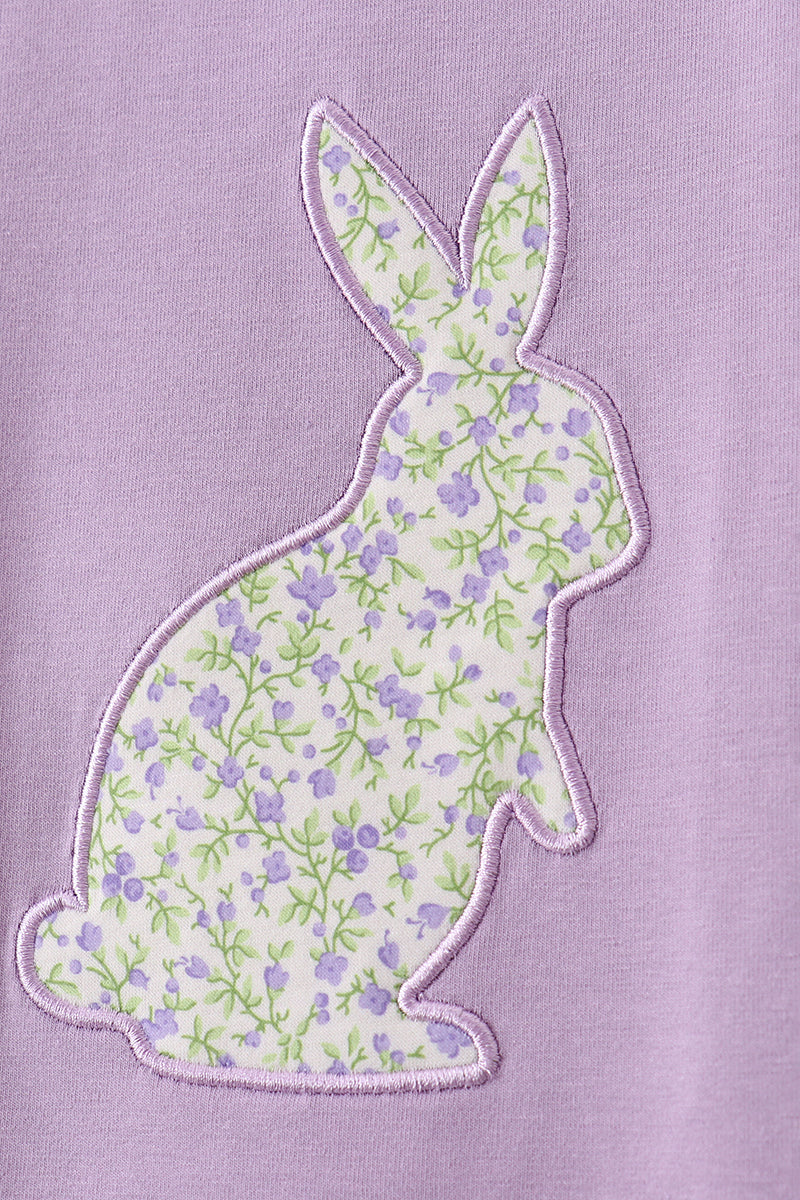 Purple bunny applique ruffle shorts set