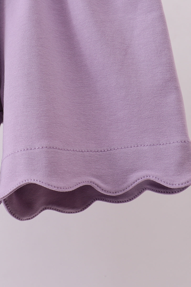 Purple bunny applique ruffle shorts set