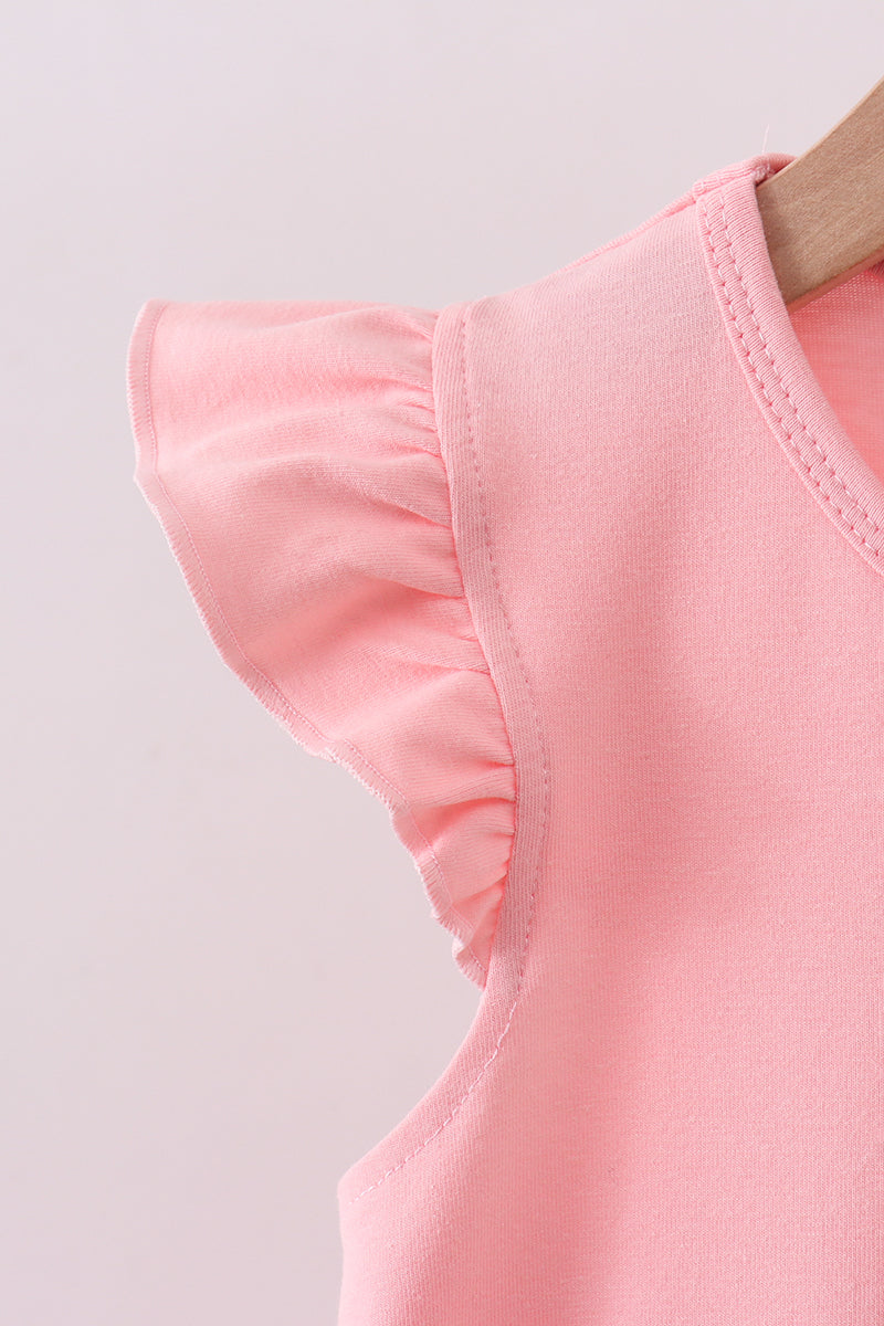 Pink bunny applique ruffle dress