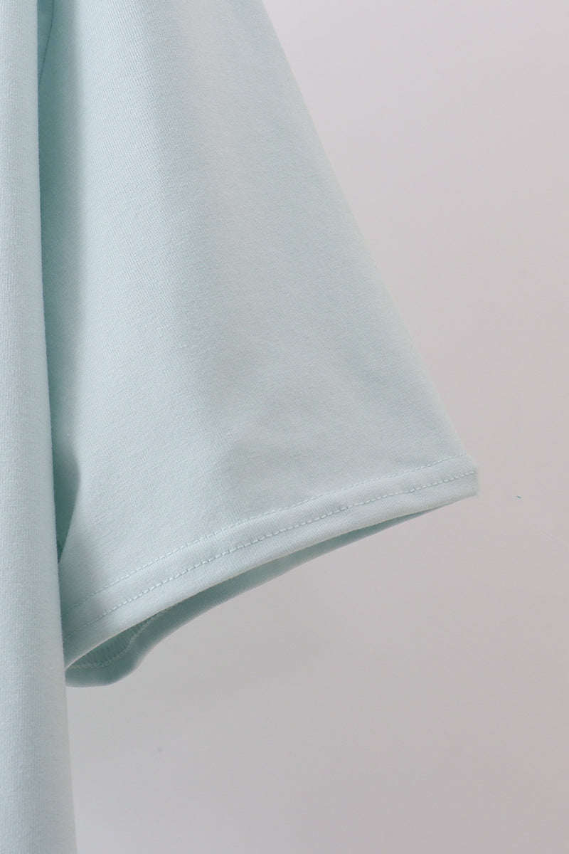 Blue bowknot cross applique top