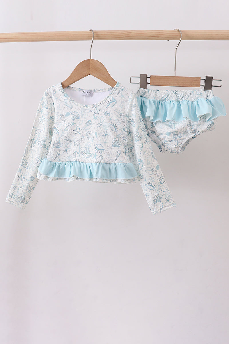 Sea shell ruffle 2pc swimsuit