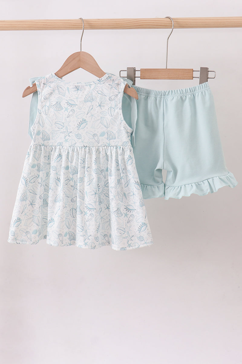 Sea shell ruffle shorts set