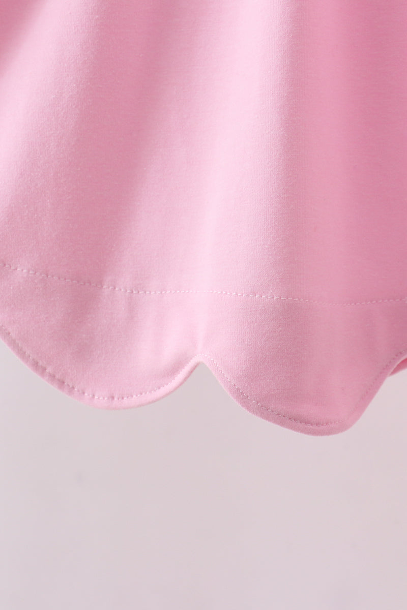 Pink big sister embroidery ruffle dress