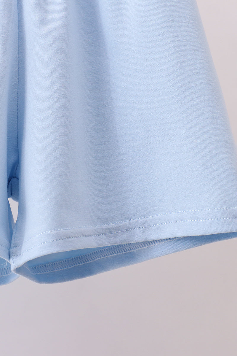 Blue big brother embroidery shorts set