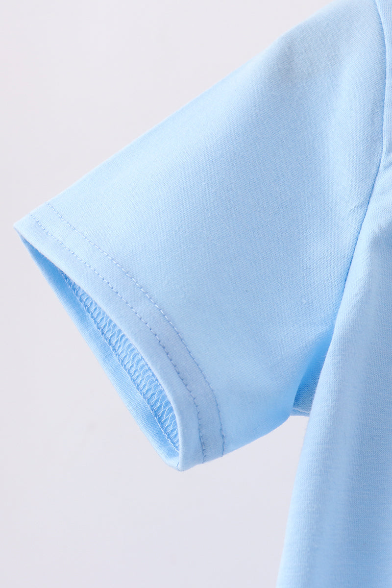 Blue animal smocked top