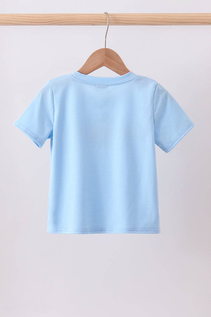 Blue animal smocked top