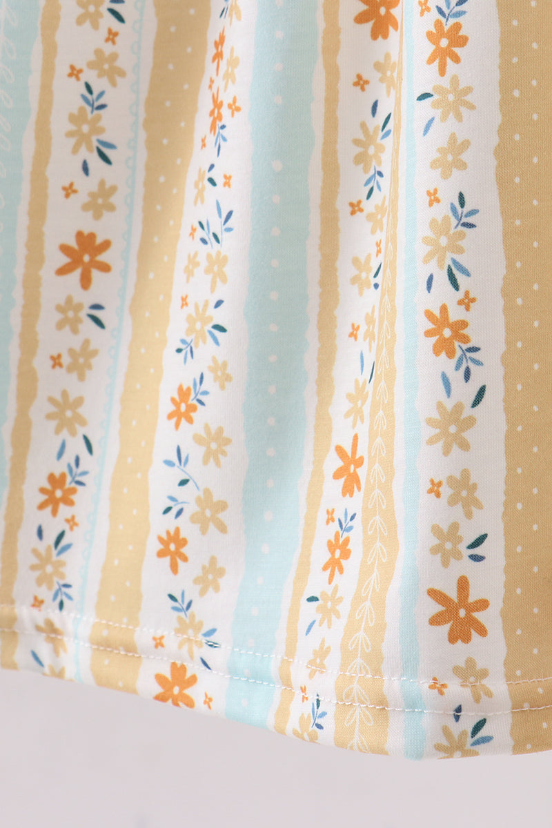 Floral bunny embroidery ruffle dress