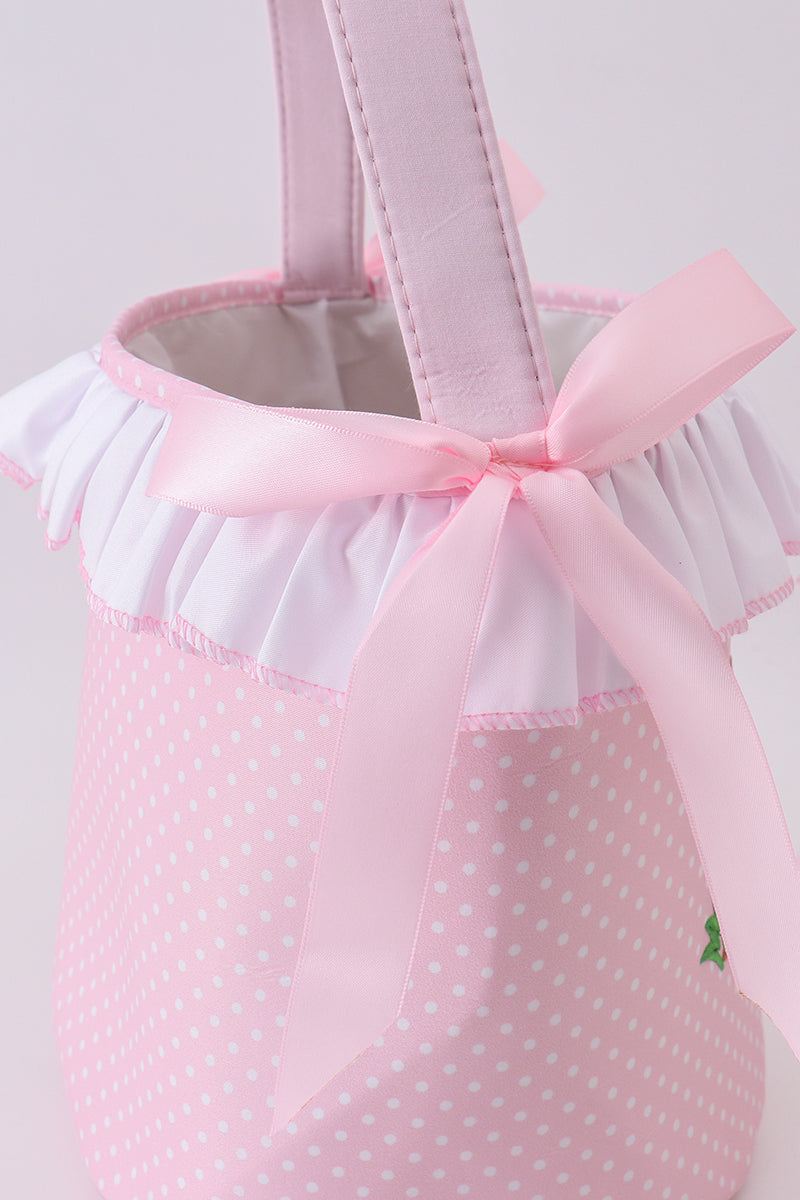 Pink bunny ruffle bow basket