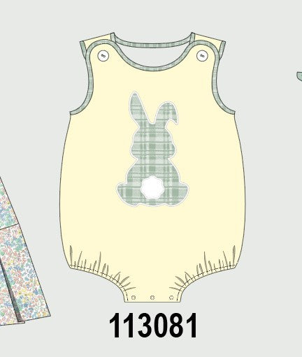 Yellow plaid bunny applique bubble