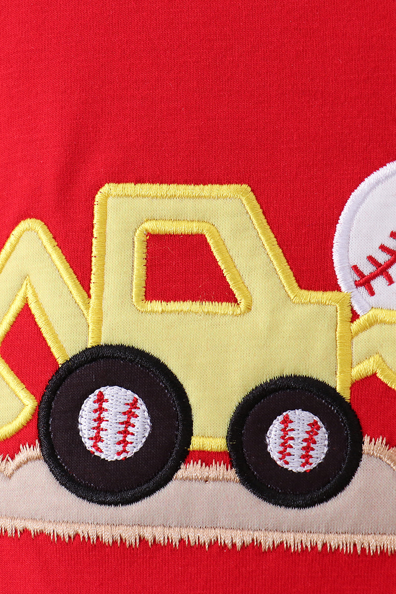 Red baseball applique bubble