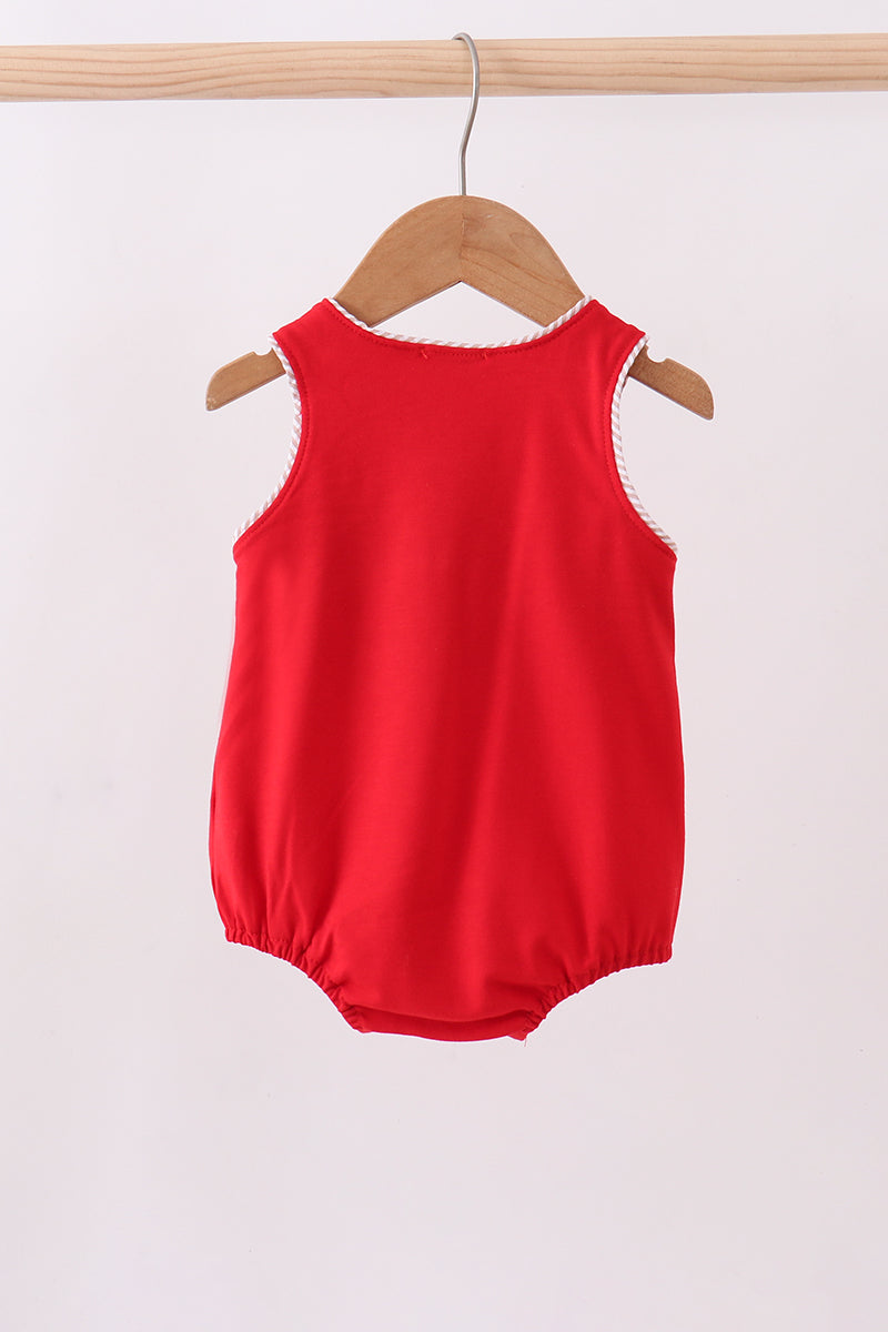 Red baseball applique bubble