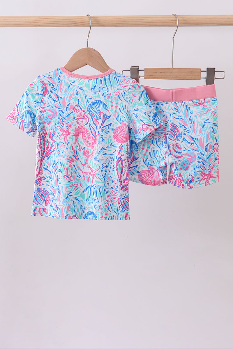 Marine creature bamboo pajama set