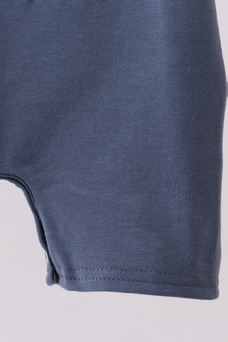 Blue puppy applique romper