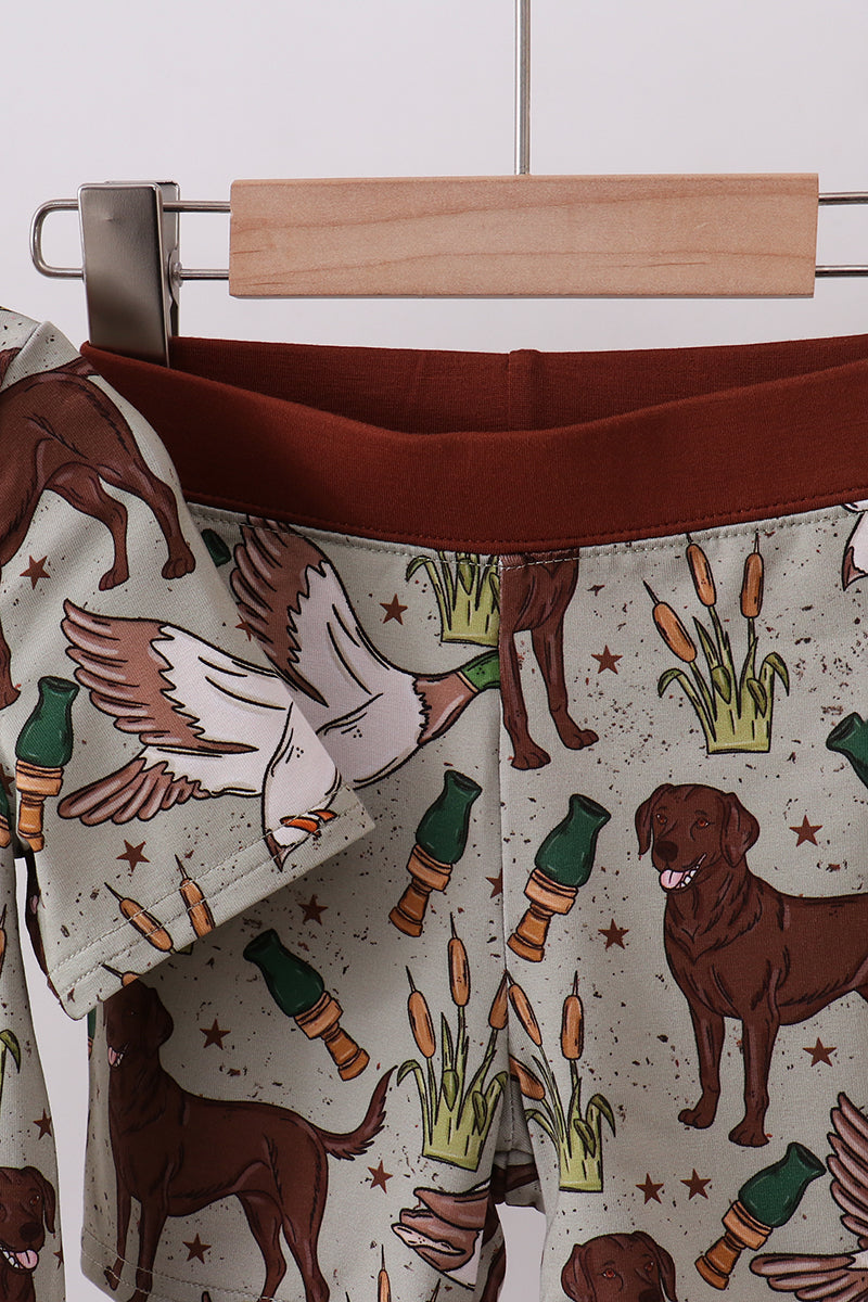 Duck dog hunting bamboo pajama set