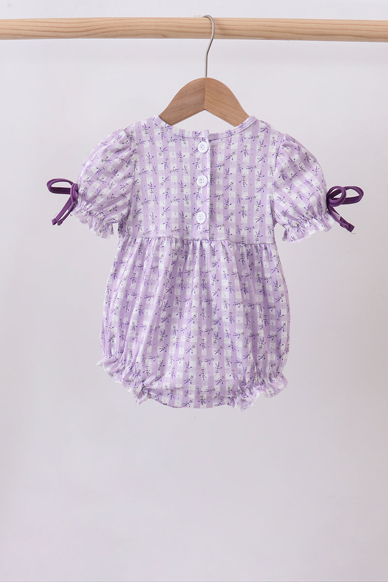 Lavender floral smocked ruffle bubble