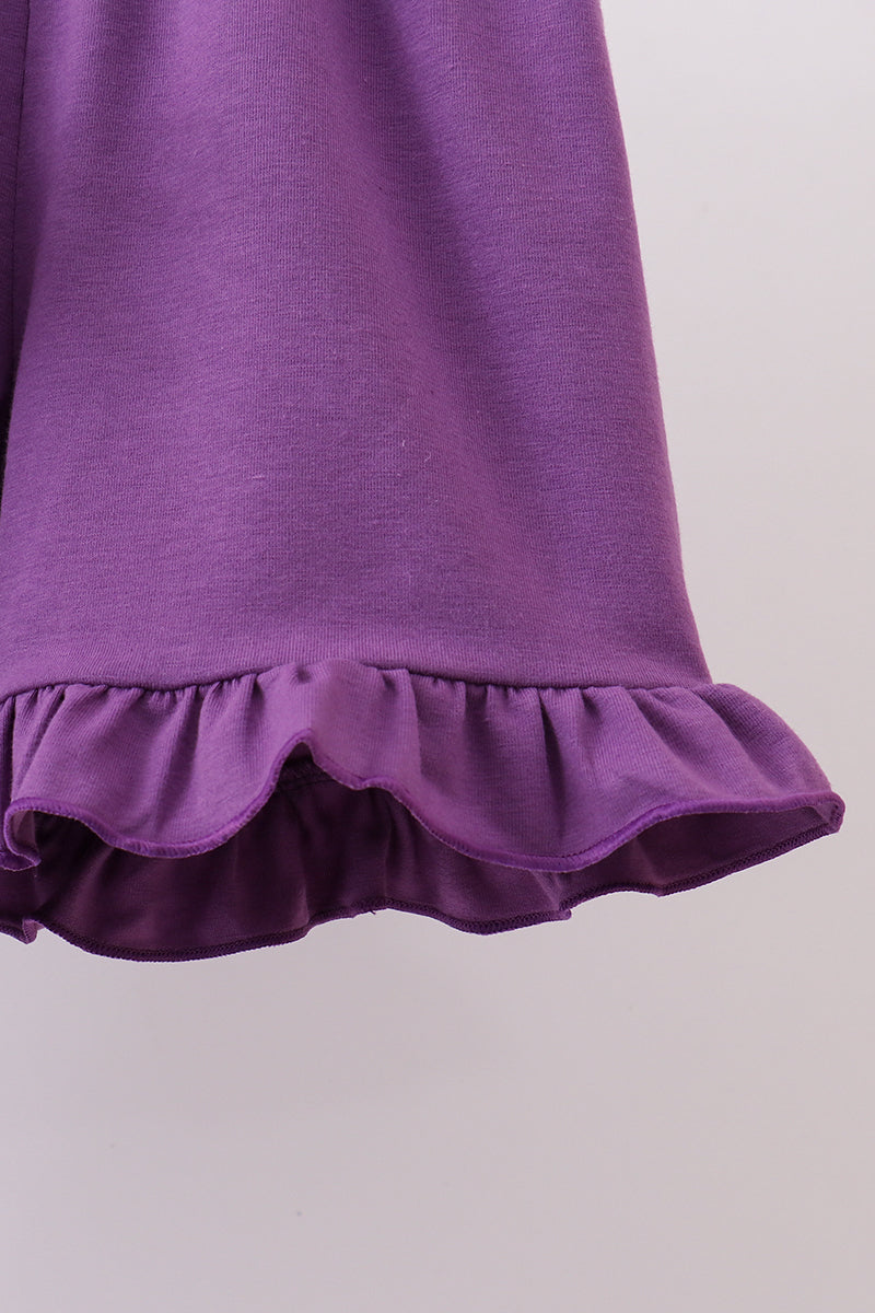Lavender floral smocked ruffle shorts set