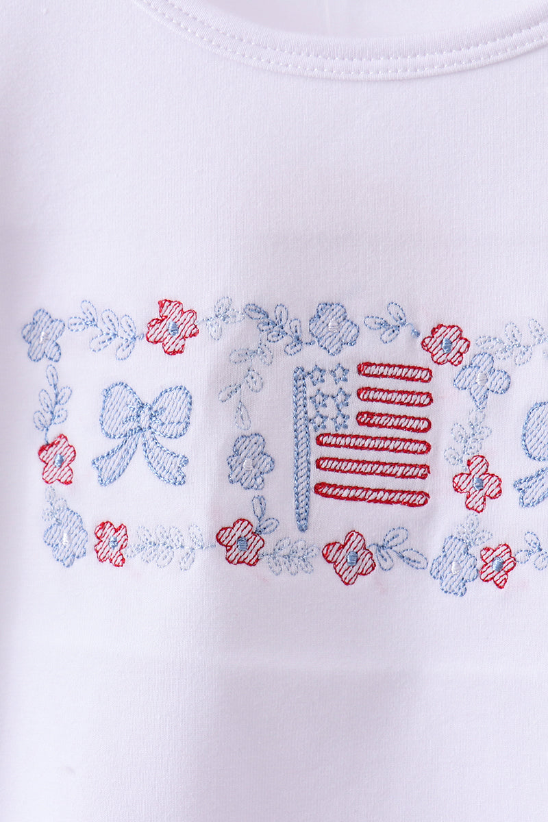 Blue flag smocked jacquard ruffle shorts set