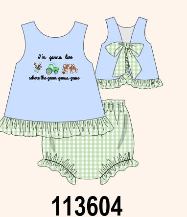 Blue Farm Embroidered Bloomer Set