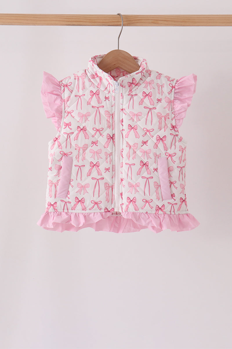 Pink bow ruffle vest