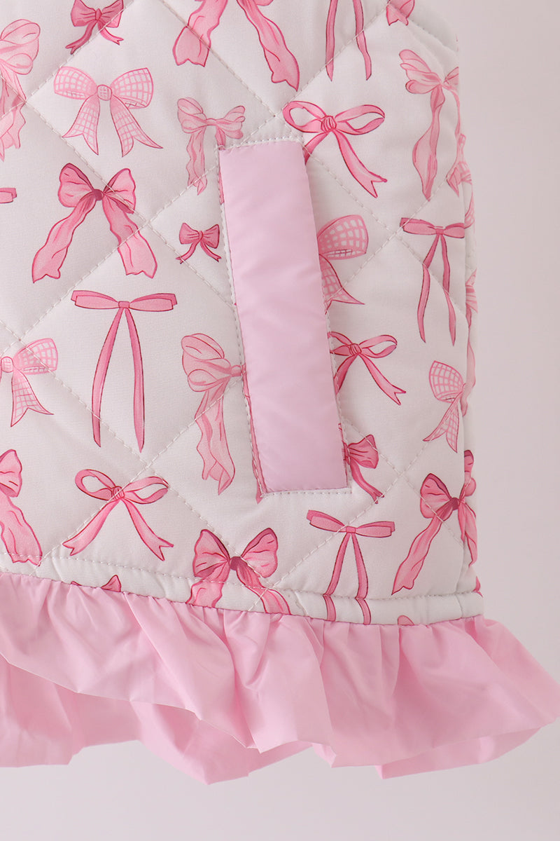 Pink bow ruffle vest