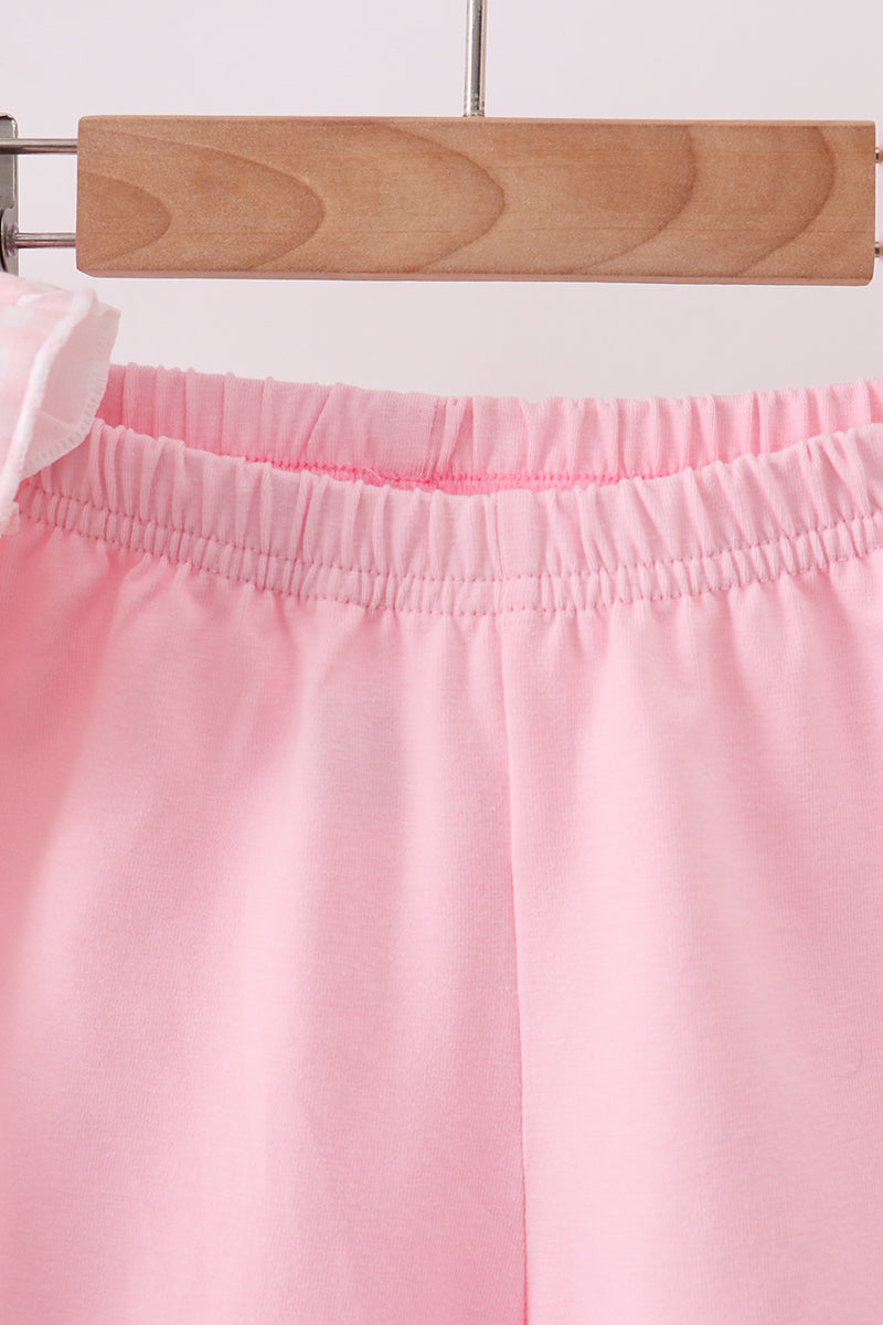 Pink Jack-O-Lantern Applique Ruffle Shorts Set