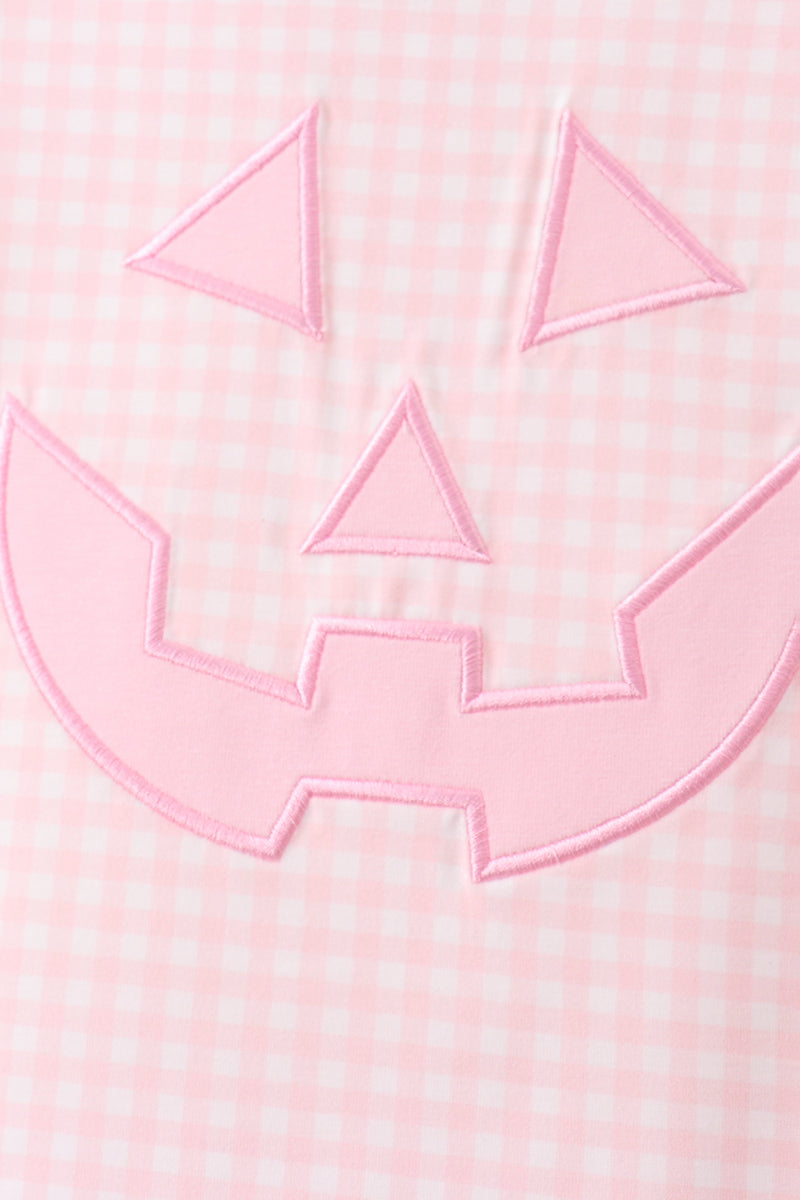 Pink Jack-O-Lantern Applique Ruffle Shorts Set