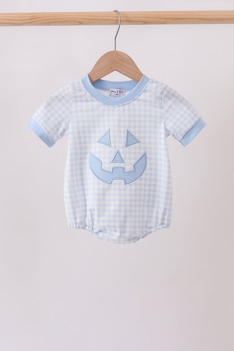 Blue Jack-O-Lantern Applique Bubble