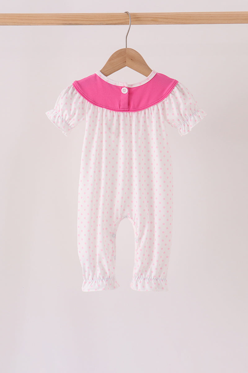 Pink bow pearl romper