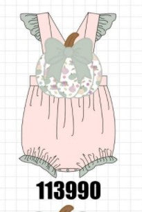 Pink pumpkin bow applique ruffle bubble