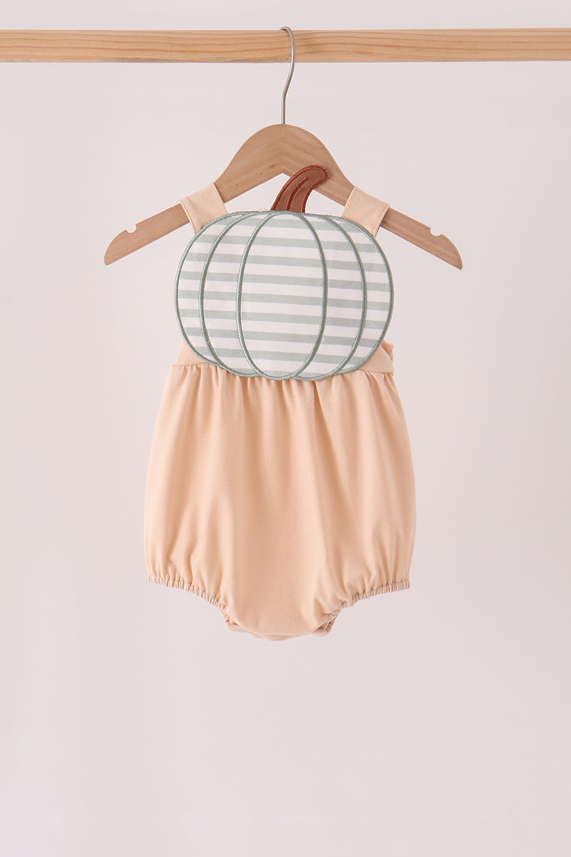 Khaki pumpkin applique bubble