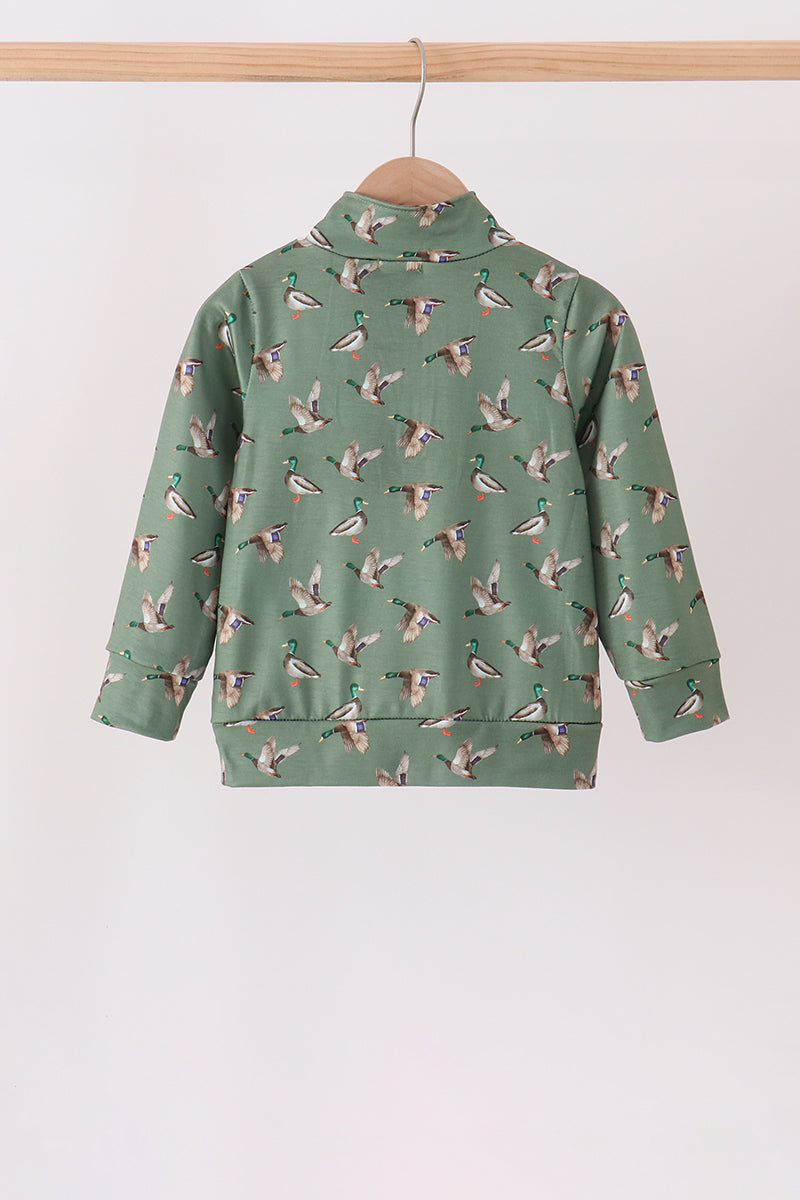 Green mallard zip pullover