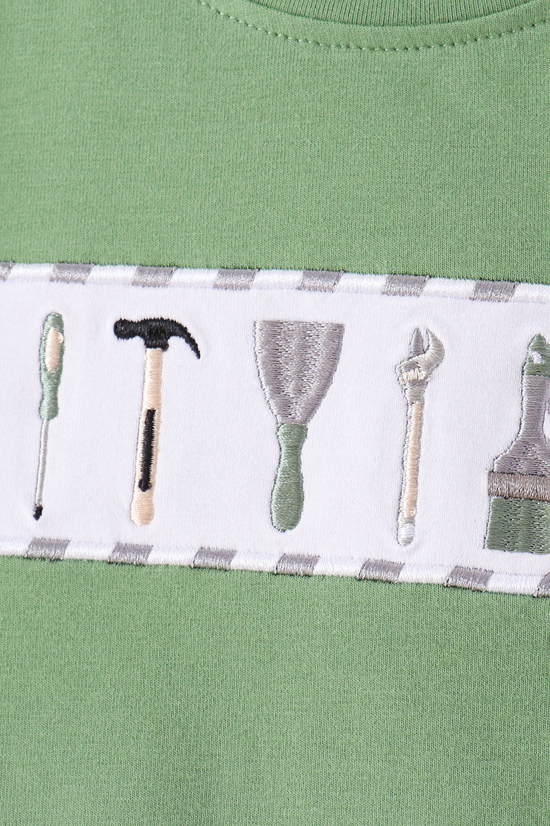 Green tools embroidery pants set