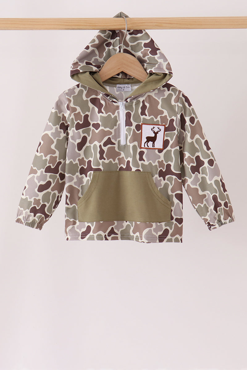 Camouflage deer embroidery hoodie