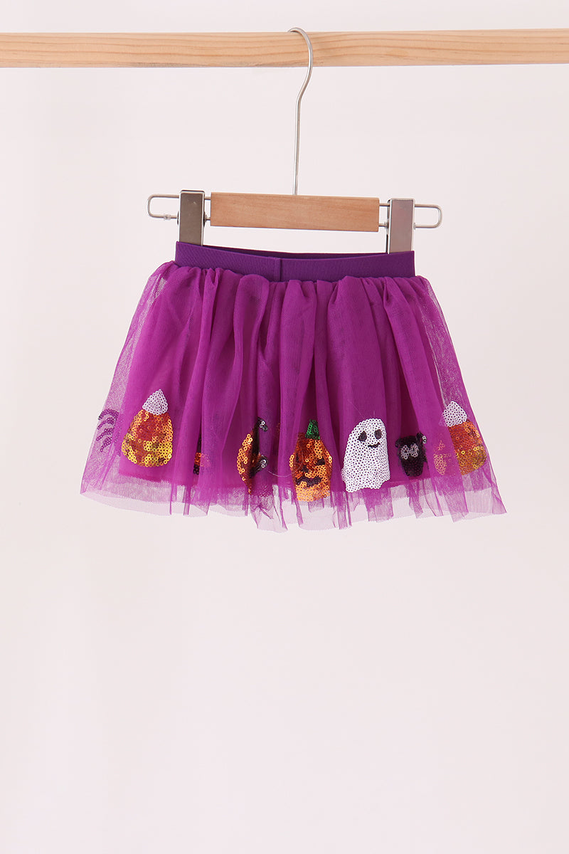 Purple pumpkin ghost sequin tutu skirts