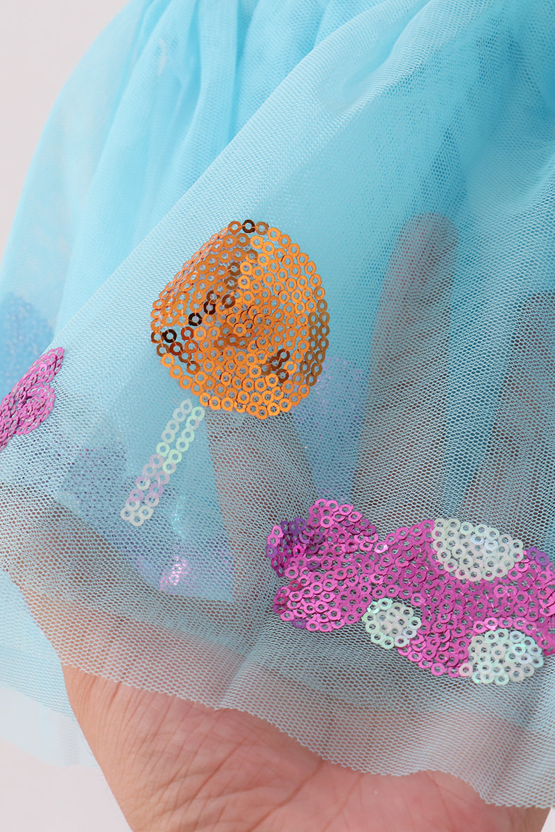 Blue sweet sequin tutu skirts