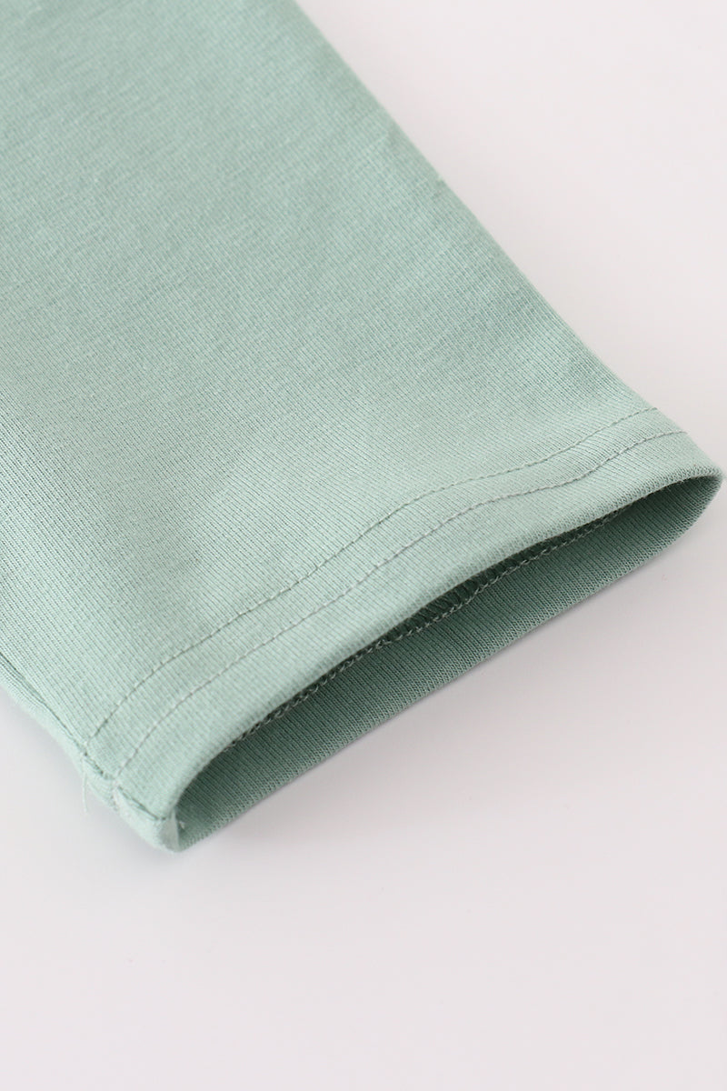 Blue excavator applique top