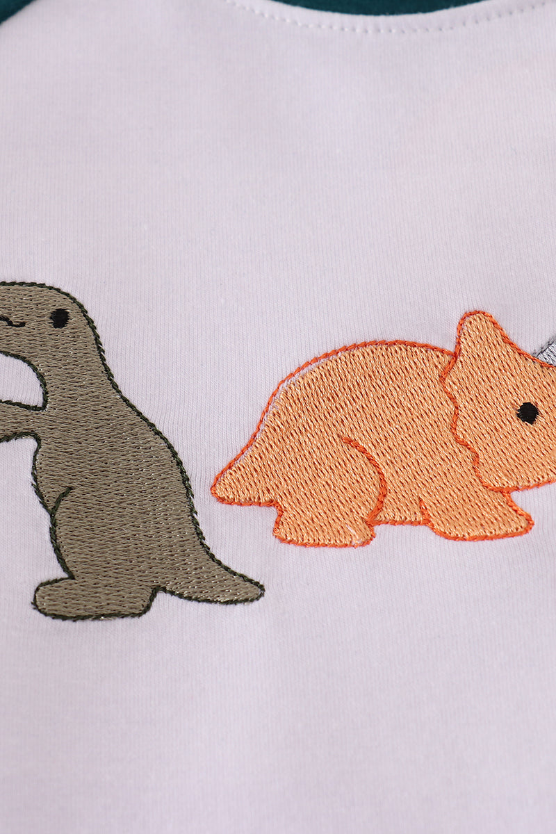 Blue dinosaur embroidery top