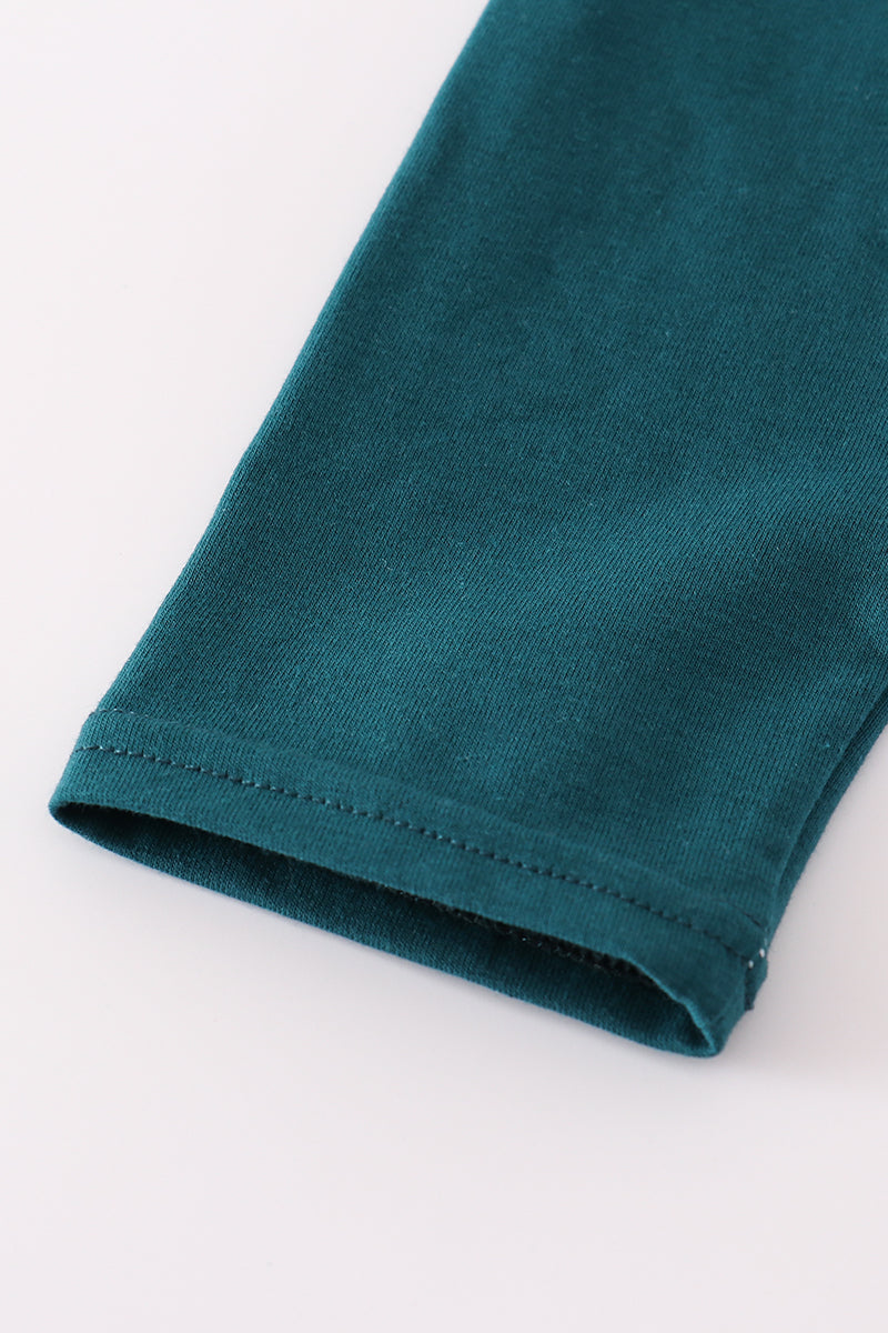 Blue dinosaur embroidery top