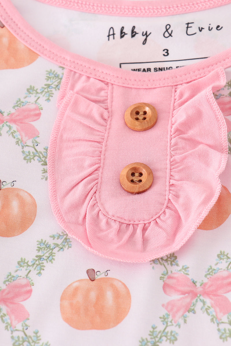 Pink pumpkin bamboo pants set