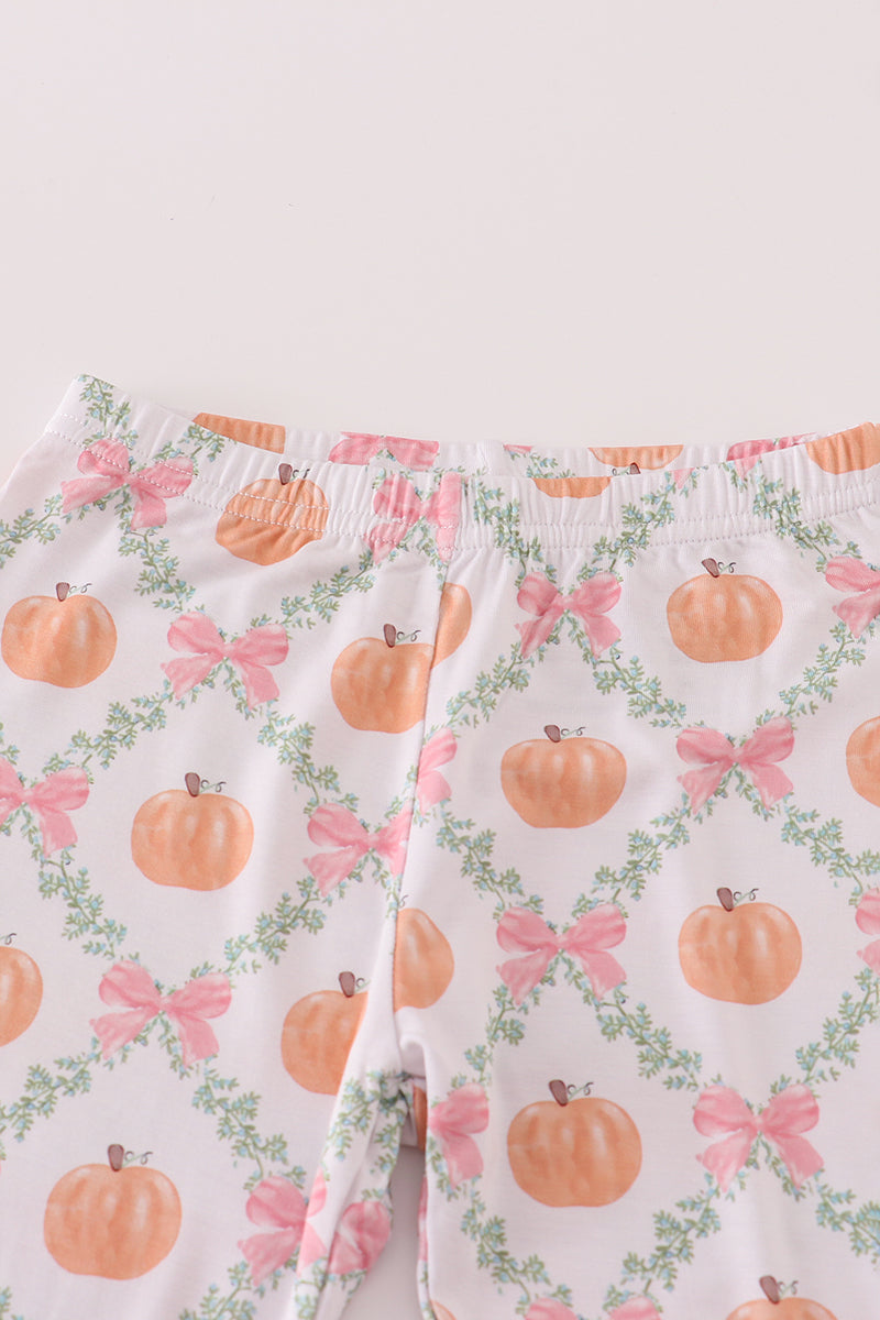 Pink pumpkin bamboo pants set