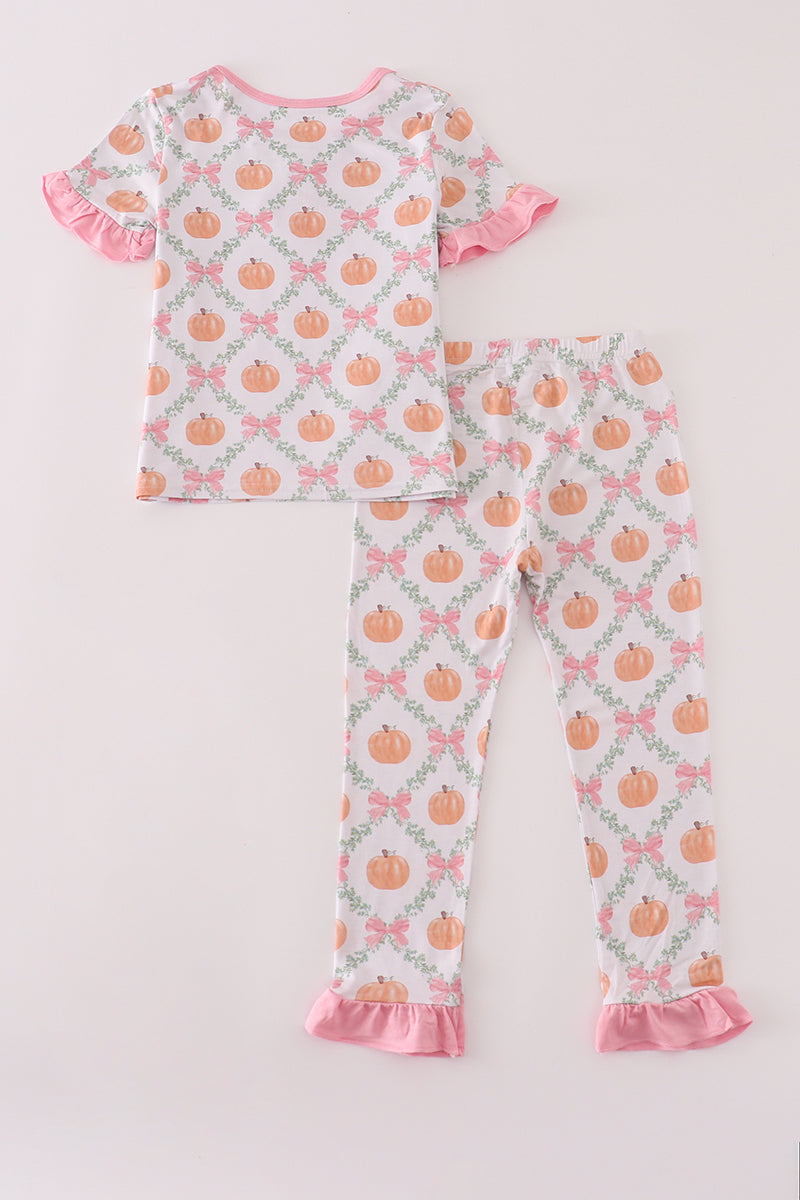 Pink pumpkin bamboo pants set