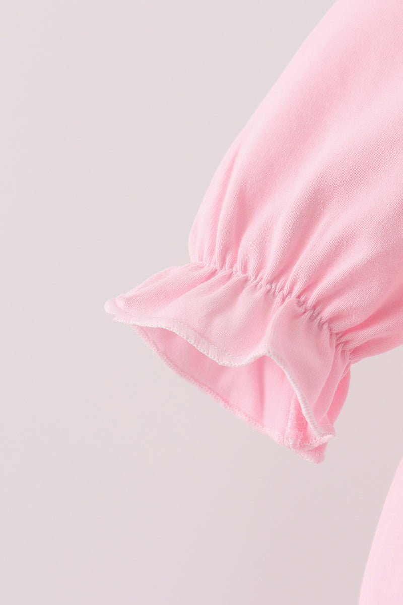 Pink Lil sister embroidery ruffle bubble
